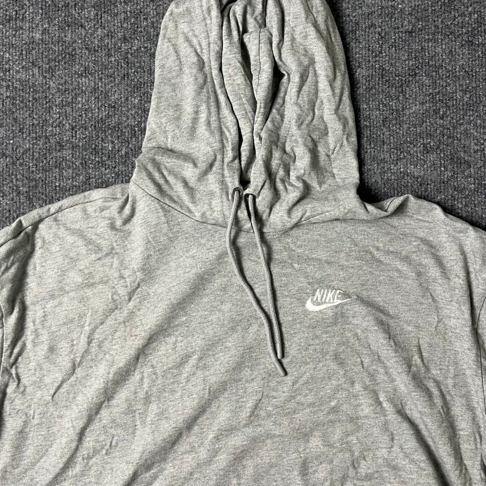 Nike Hoodie Womens Size L Grey Cropped Relaxed Fit Cotton Blend Jersey Sport